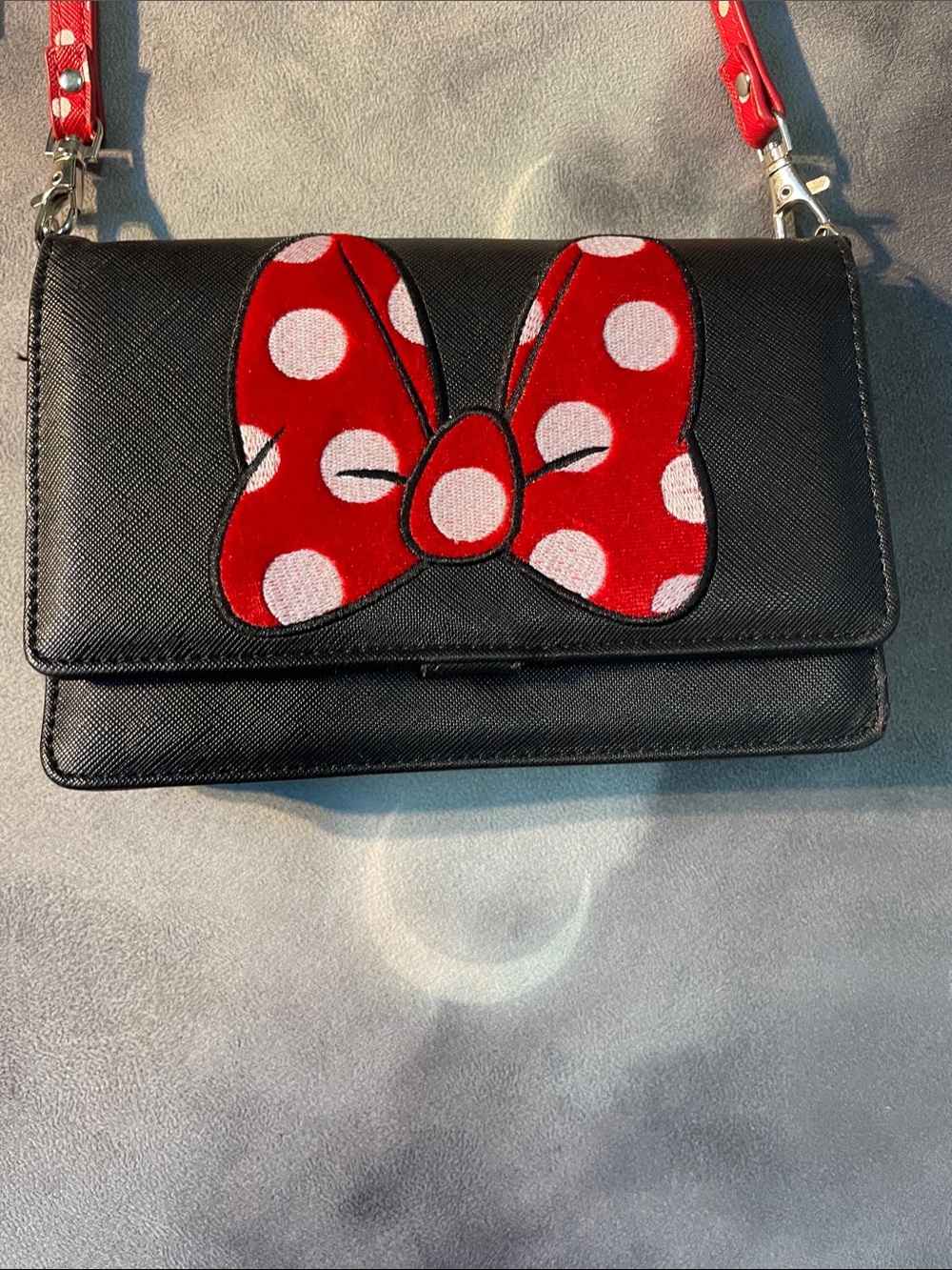 Disney Black Crossbody Bag with Red Polka Dot Bow